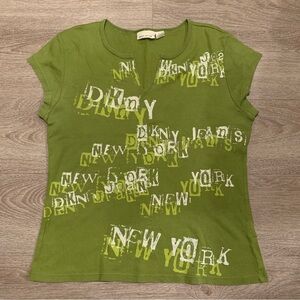 DKNY Jeans Green Y2K T-Shirt Size XL